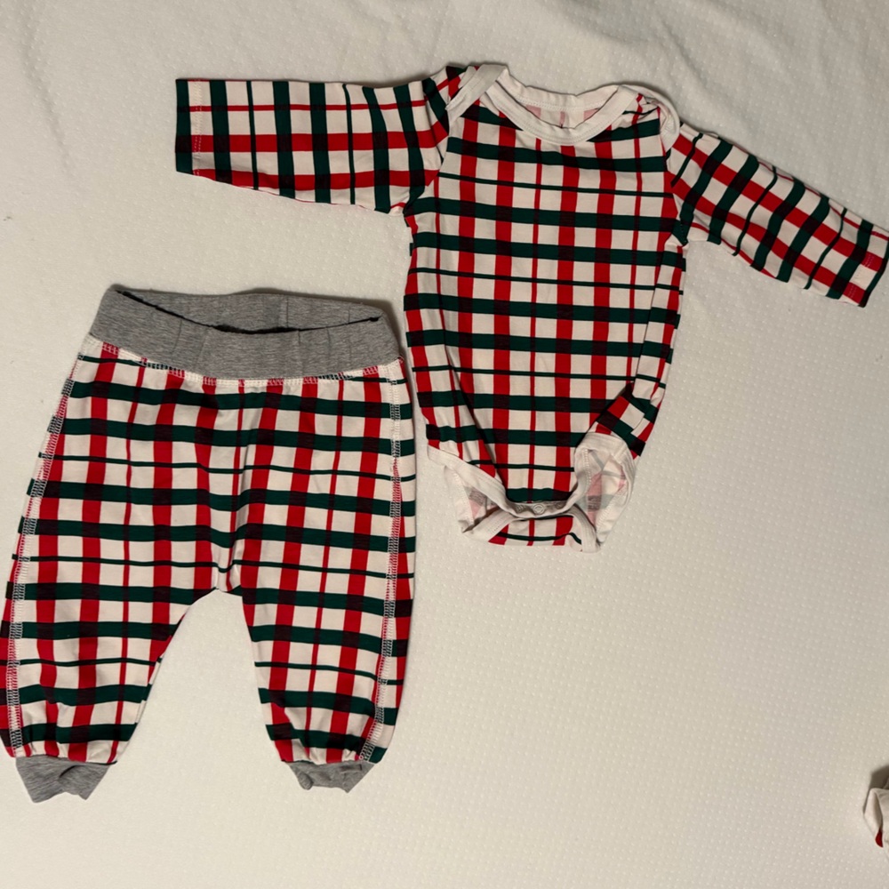Cozy Plaid Kids Set - Red, Green, White